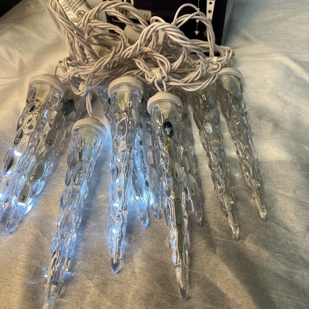 Gemmy Lightshow Shooting Star White LED Icicle‎ Christmas Light 10 Count Set